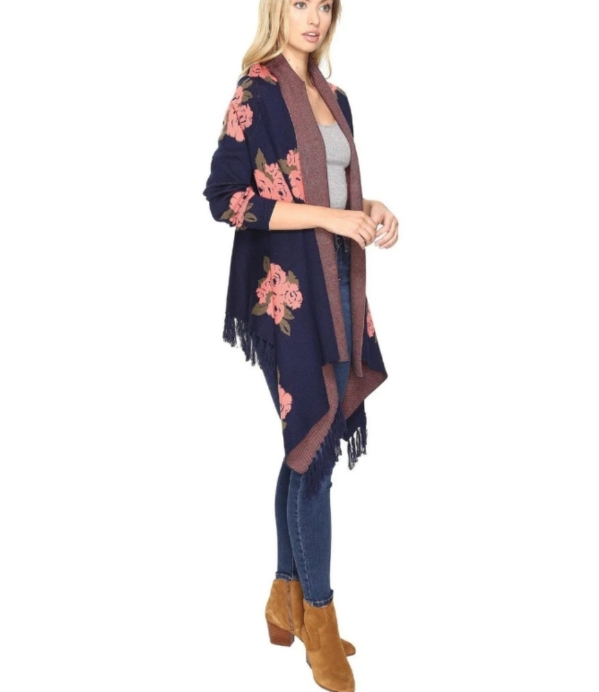 Revolve BB Dakota Malone Floral Fringe Cardigan Sm - Picture 2 of 8